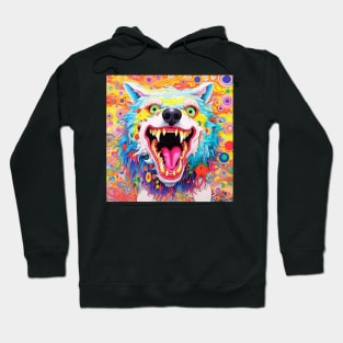 Vibrant Rainbow Canine Portrait - Colorful Dog Face Art Hoodie